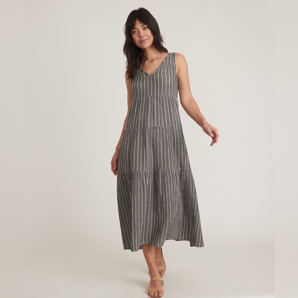NWOT Marine Layer Corinne Maxi Dress in Black and White Stripe V-Neck Size Large - Picture 5 of 9